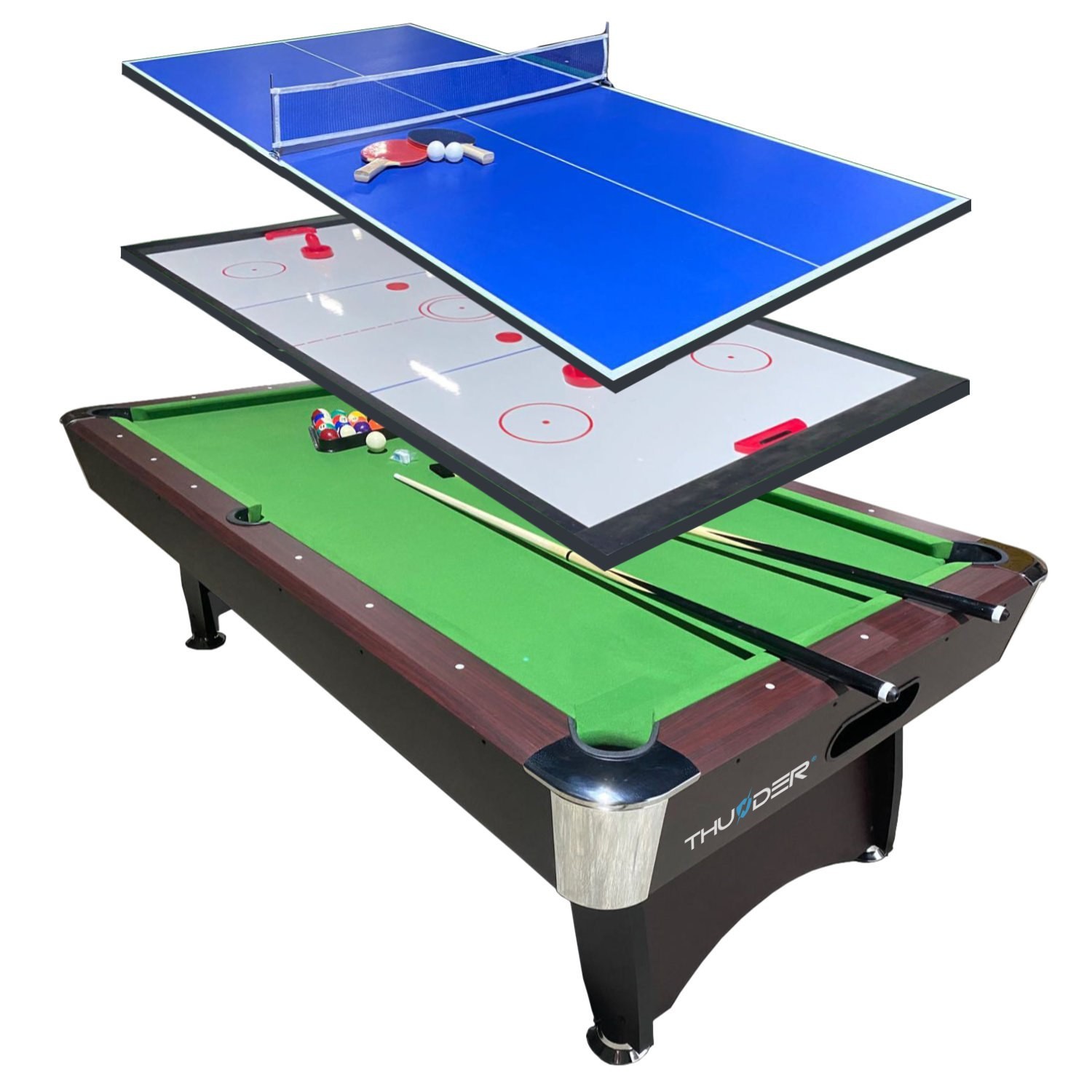 Thunder Kulečníkový stůl s překrytím air hockey / ping pong 8FT